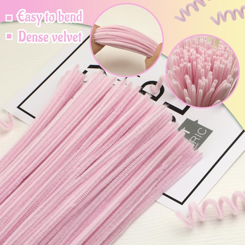 Mnuizu 200pcs Pipe Cleaners,Pipe Cleaners Chenille Stems for Craft, Fuzzy Sticks Christmas Craft Supplies for DIY Art & Creative Crafts Decorations(Light Pink) - Image 3